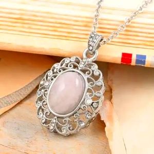 Galilea Rose Quartz and Diamond Pendant Necklace